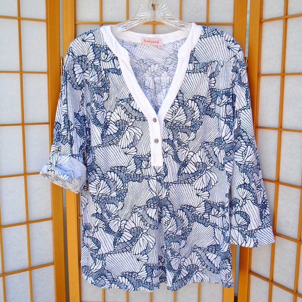 FRESH PRODUCE White Dockside Daybreak cotton roll-up 3/4 sleeves